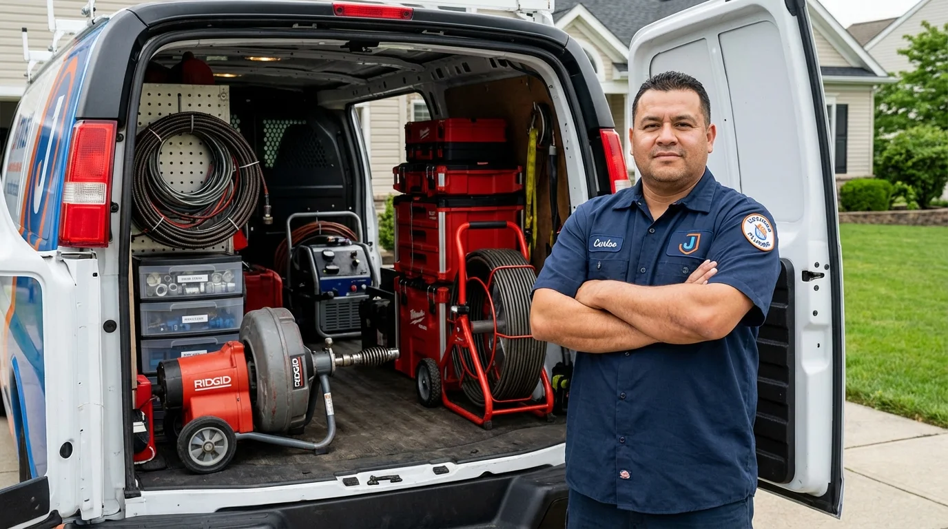 Professional drain cleaning equipment and Johns Plumbing LLC plumber in Albany