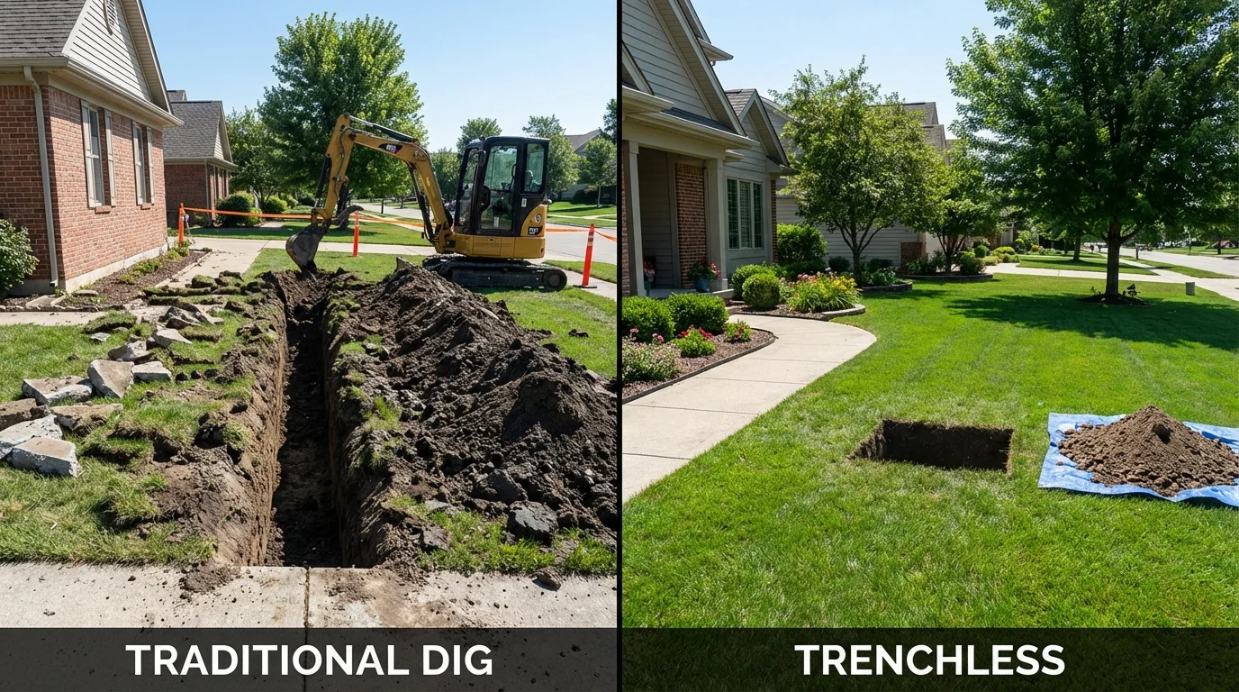 Trenchless sewer repair with minimal yard damage versus traditional excavation in Albany, OR